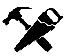 Hand saw and hammer